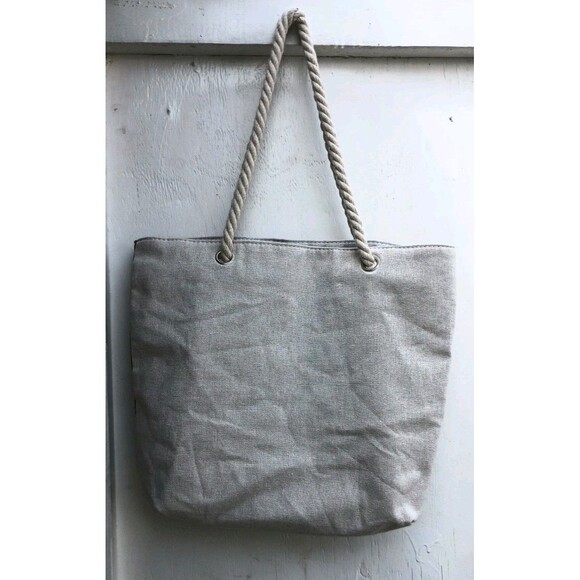 Embroidered Floral Shoulder Bag Zippered Rope Handle Boho Cottagecore Pocketbook - Picture 2 of 7